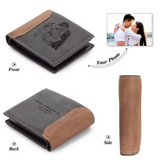 Anniversary Birthday Gifts for Men Gift Custom Name Picture Card Holder Wallet for Husband Father's Day Bifold Wallet