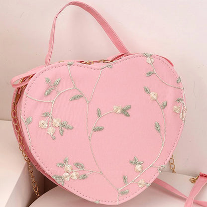 Fashion shoulder bags Women Handbag Korean Style Lace Heart shaped Crossbody Shoulder Purse Small Cute Bag For Ladies