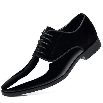 Men's Oxford Shoes Lace up Formal High Gloss Low Top Square Toe Suit Tuxedo Dress Shoes for Business Casual Shoe for Mens