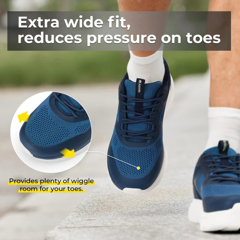 Men'S Running Shoes Wide Toe 2E Lightweight Non-Slip Walking Sport Shoe Cushioning Slip-On Comfortable Breathable Sneakers