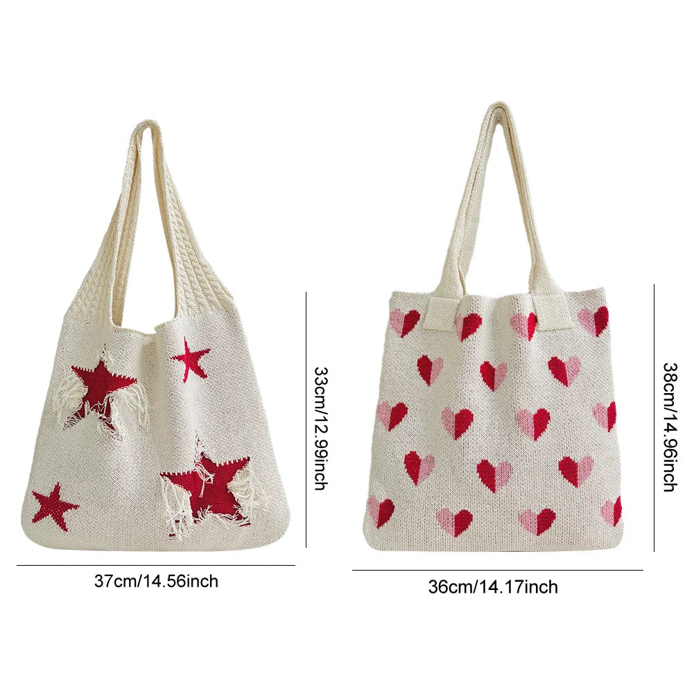 Beach Bag For Women Large Capacity Knitted Bag Aesthetic Shoulder Bag Cute Handbag Grocery Shopping Bag Leisure Fashion Date Bag