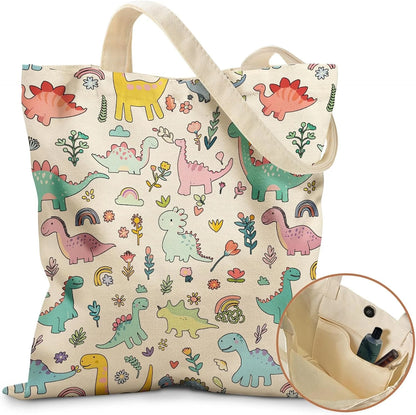 Aesthetic Tote Bag for Girls - with Magnetic Buckle and Zipper Inner Pocket for Women Lady Canvas Cotton Tote Bag