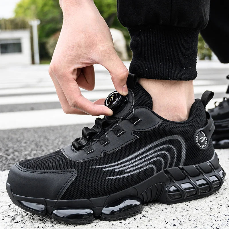 Rotating Button Safety Shoes Men Anti-smash Anti-puncture Work Shoes Fashion Men Safety Sport Shoes Security Protective Boots