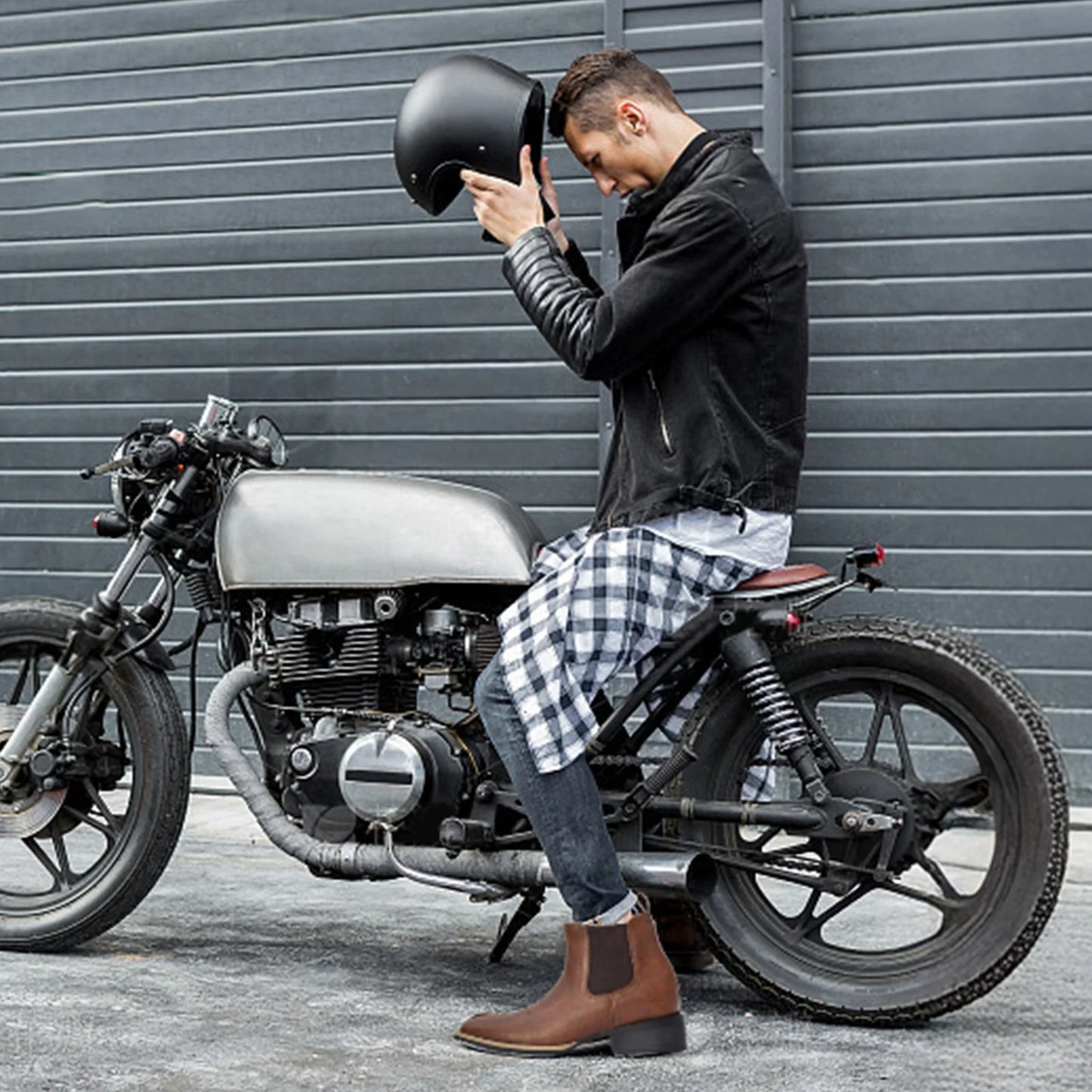 Men's Square Toe Chelsea Boots - Brown Casual Retro Western Cowboy Boots, Ankle Height, Stylish and Comfortable