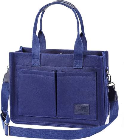 Canvas Tote Bag for Women, Large Laptop Travel Tote Handbag Totes with Crossbody Shoulder Teachers Reusable Grocery Bags