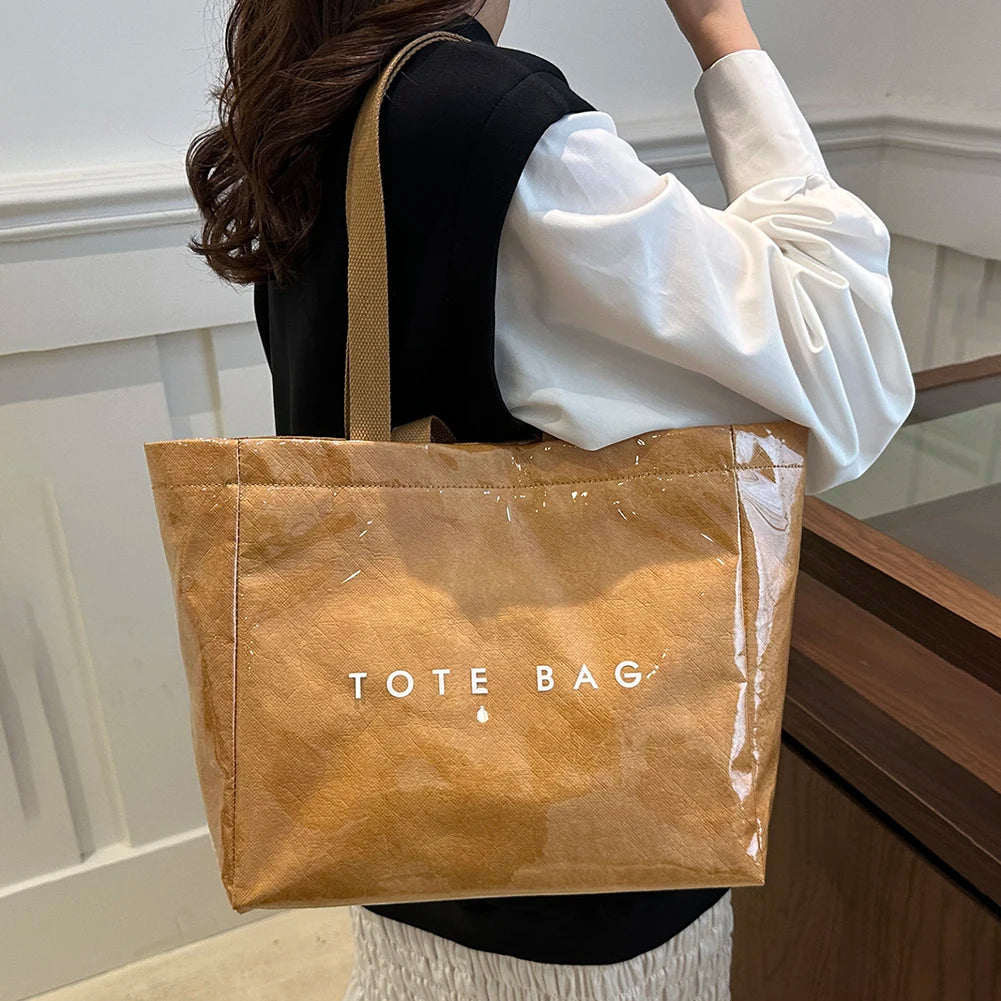 Tote Bag for Women Men Adjustable Strap Shoulder Bag with Inner Pocket Handbag Solid Satchel Bag for Work School Office