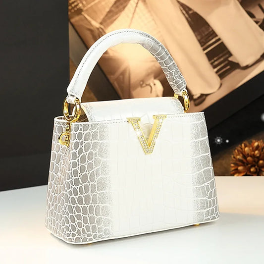 2025 New Crocodile Pattern Leather Women Handbags Luxury Fashion Small Shoulder Messenger Bag Portable Crossbody Shell Bags