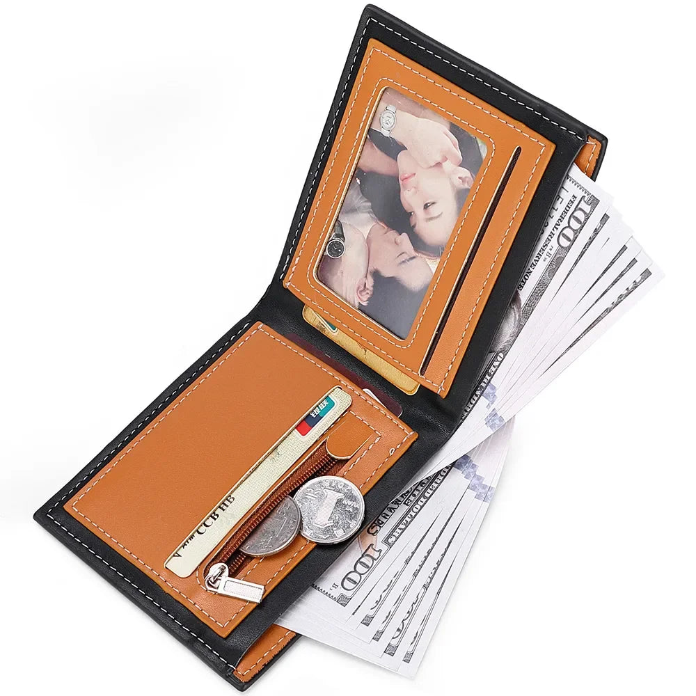 New Carbon Fiber Short Wallet Men's Card Bag Integrated Zipper Change Bag Holder Slim Minimalist Carbon Tri-Fold Wallet