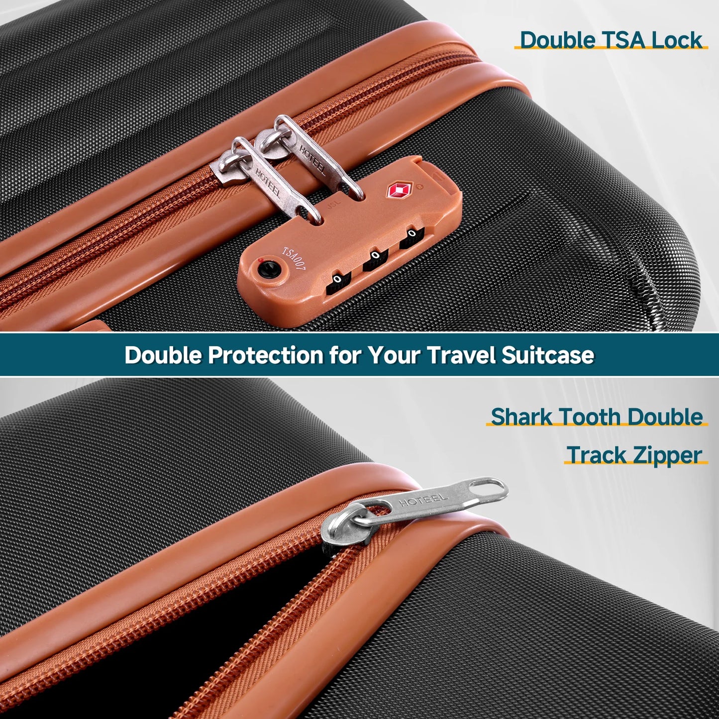 3 Piece Luggage Set With Spinner Wheels Carry On Suitcase Set Duffel&Toiletry Bag With TSA Lock ABS+PC For Business Travel