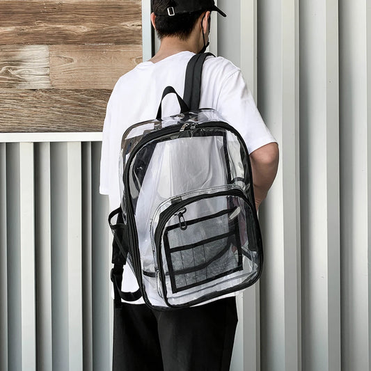 Fashion Student Preppy Style Bag Transparent Backpack Travel Dual Shoulder Teenager Large Transparent Knapsack Casual