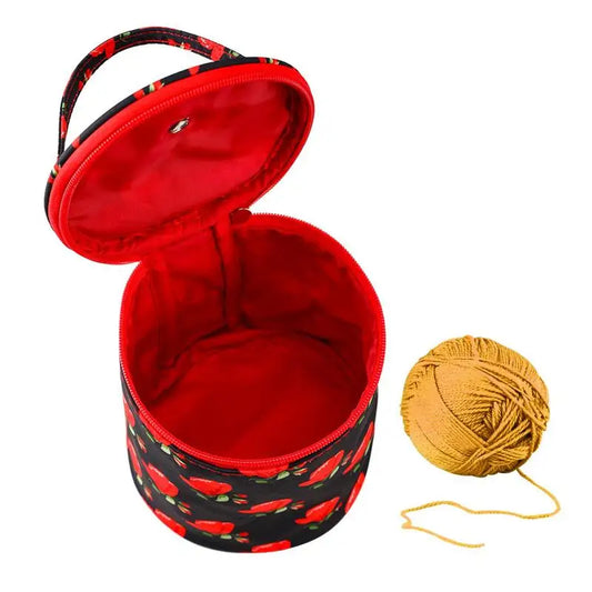 Knitting Project Bag Oxford Fabric Yarn Tote Bag With Zipper Yarn Storage Organizer Portable Yarn Barrel Bag For Yarn Balls