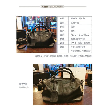 2023 Autumn/Winter Soft Leather Boston Bag – Elegant & Versatile Women's Shoulder & Crossbody Mini Handbag