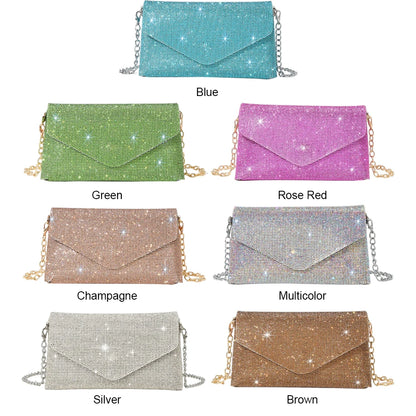 Chain Evening Clutch Bag Rhinestone Prom Shoulder Bag Elegant Gorgeous Exquisite Fashion Embellished Banquet Crossbody Pack