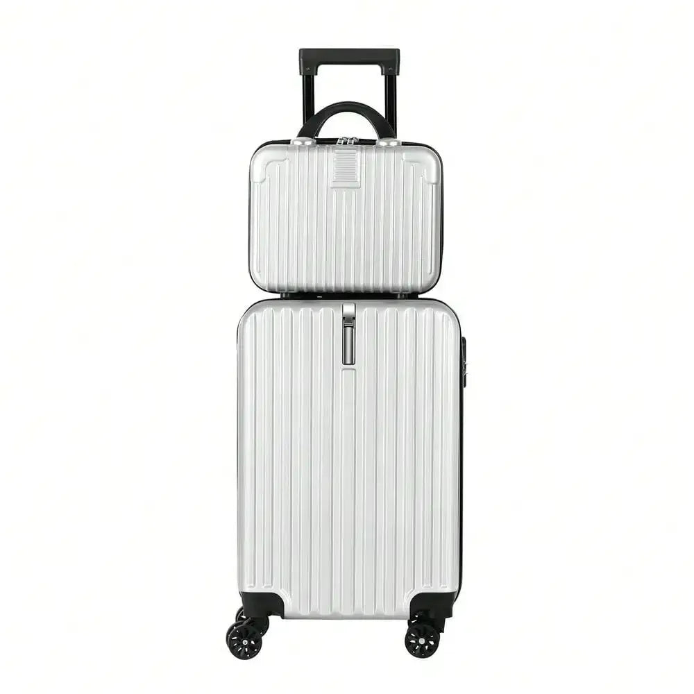 2-Piece Carry-On Luggage Set Hardside Suitcase Spinner W/ Cosmetic Bag (14"+20")