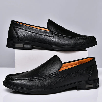 Mens Slip On Leather Loafers Casual Blue Black Formal Dress Shoes Office Driving Wedding Party