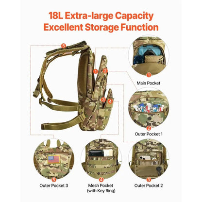 Tactical Outdoor Hydration Backpack 3L Water Bladder Cycling Hiking Running Pack