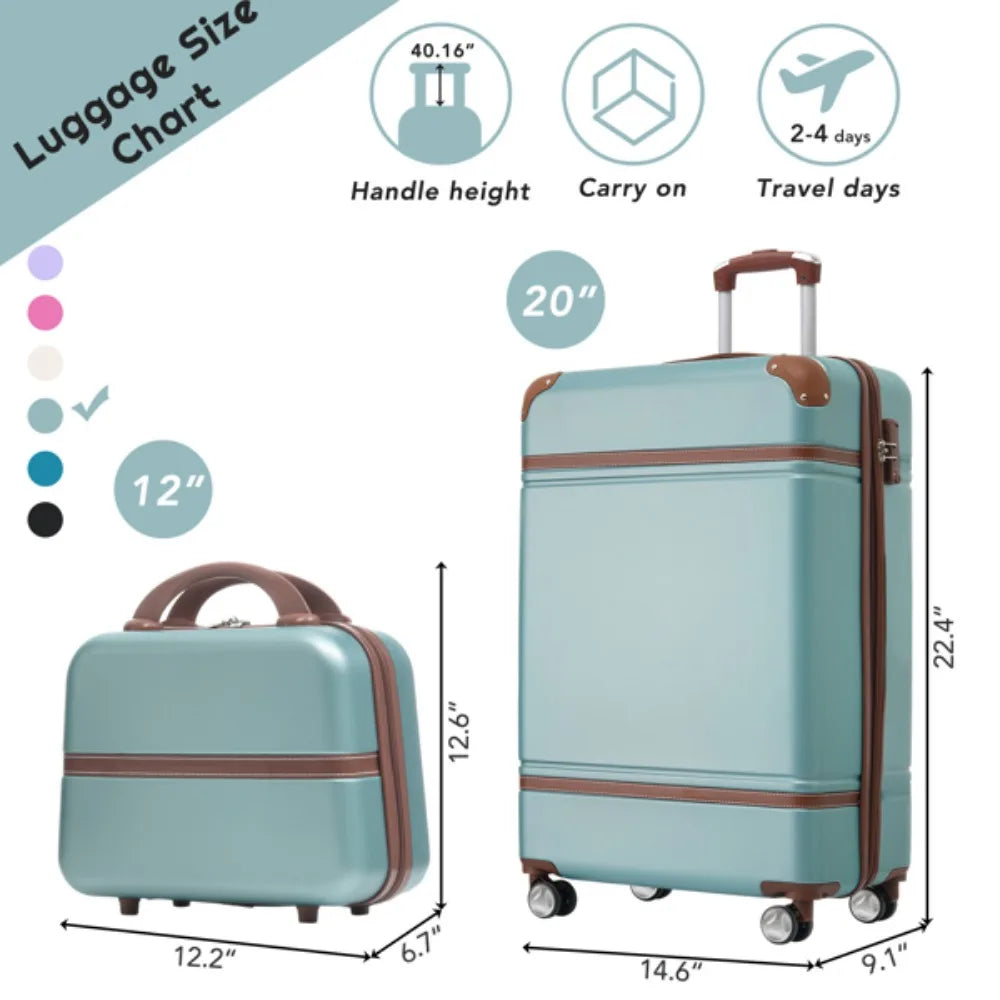 20-inch Hard-shell Suitcase With Cosmetic Bag High Quality Luggage TSA-approved lock Silent Spinner Wheels