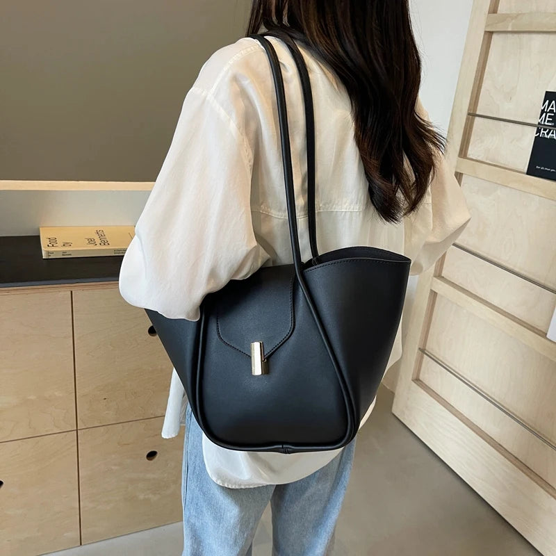 Women Fashion Shoulder Bag Large Capacity Simple Tote Handbag Adjustable Strap Work Handheld Bag Daily Bag for Female