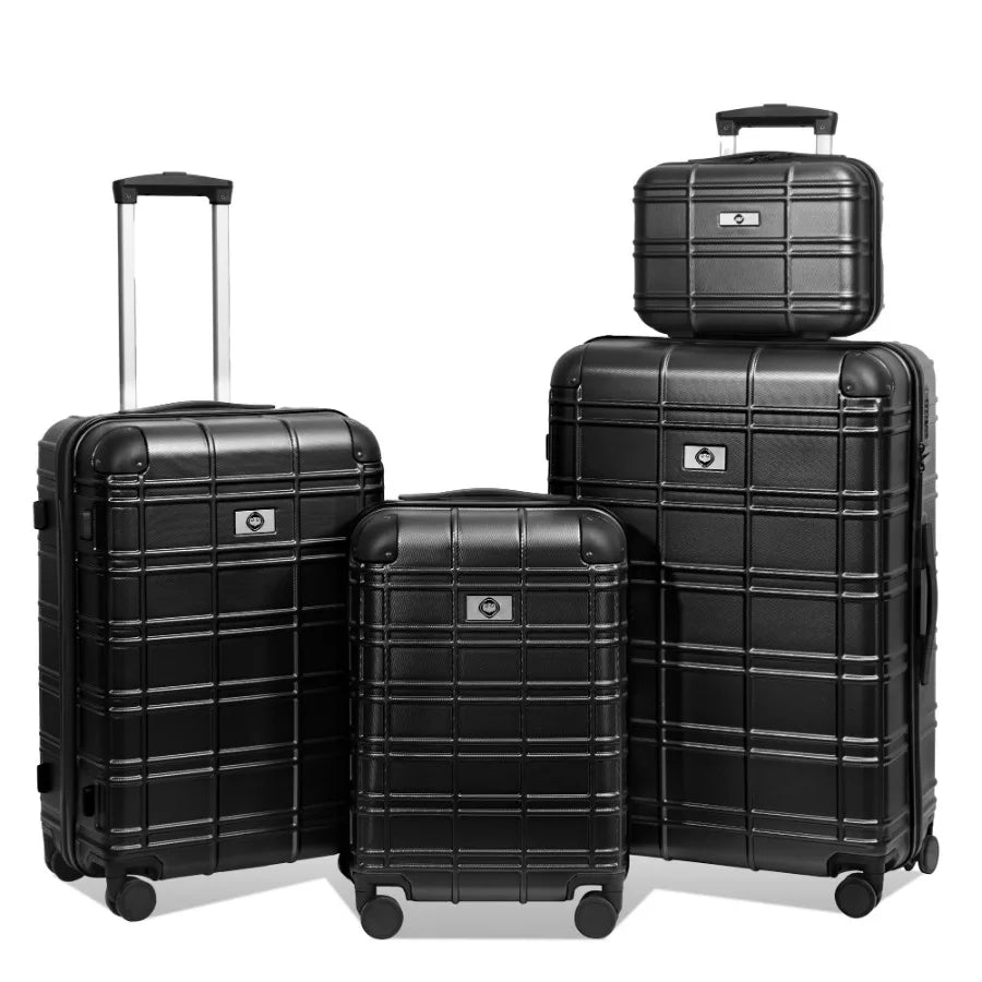 Luggage Sets ABS+PC Hardshell 4pcs Luggage Hardside Lightweight Durable Suitcase sets Spinner Wheels Suitcase with TSA Lock 12