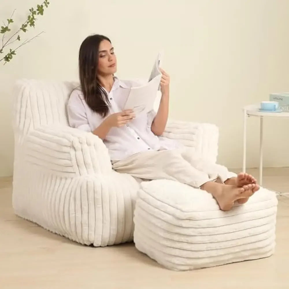 Bean Bag Sofas, Comfy Gaint Beans Bags Chair with Ottoman, Huge Beans Bags Armchair for Adults and Teens, Beans Bags Sofas