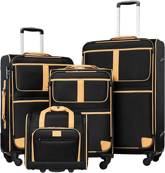 Coolife Luggage 4 Piece Set Suitcase Expandable TSA lock spinner softshell