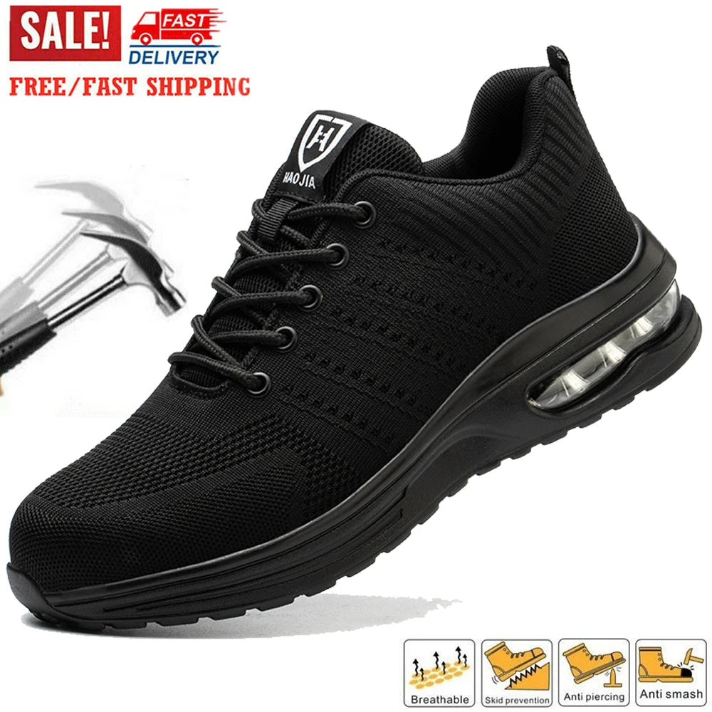 Breathable Safety Shoes Steel Toe Boots for Men Soft Work Sneakers Anti shock Anti-Drop Work Shoes Protective Boots
