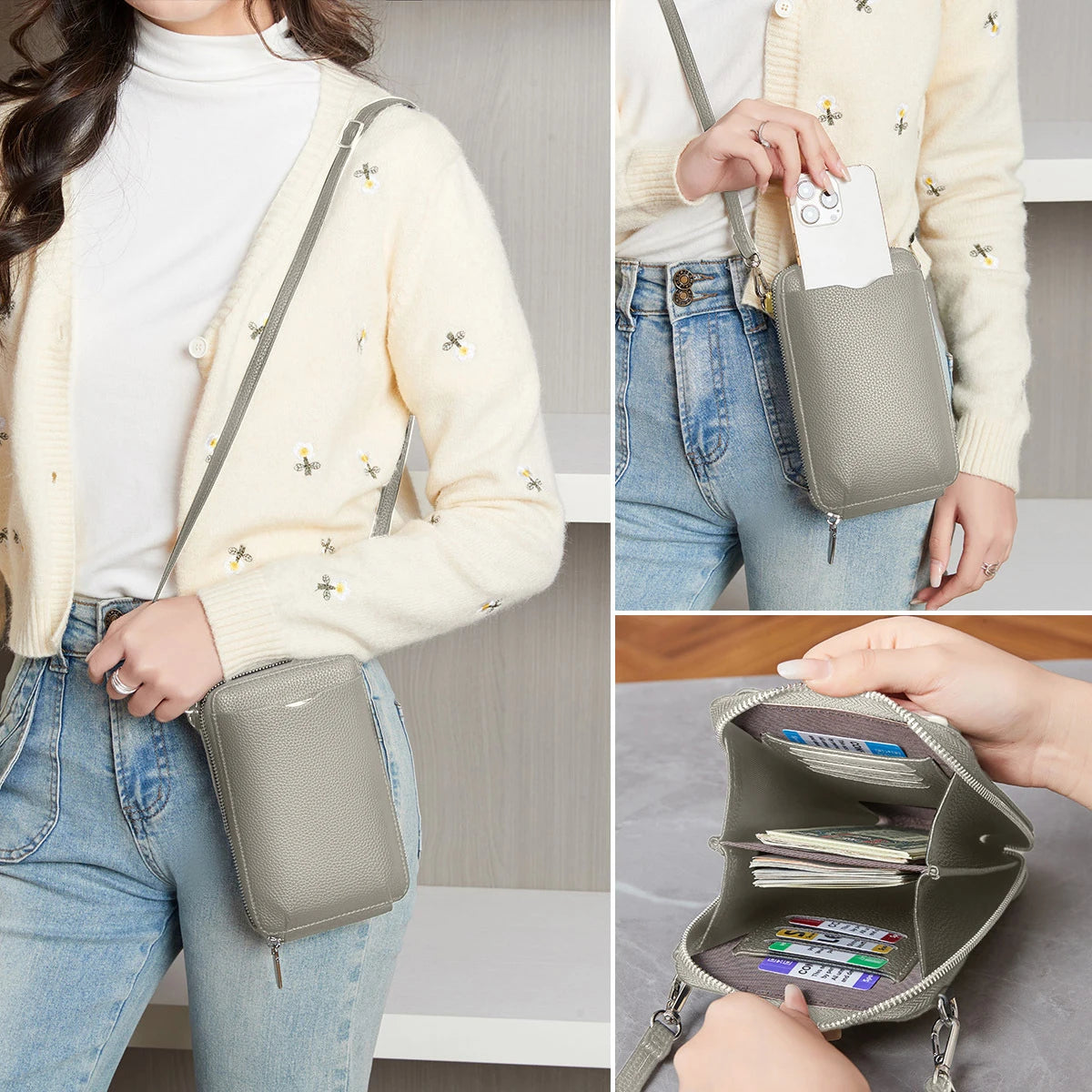 Crossbody Phone Bag Wallet small size Women's One Shoulder Adjustable Shoulder Strap, 6 Colors,