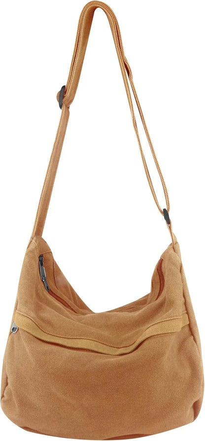 Canvas Casual Messenger Bag Hobo Crossbody Bag Canvas Shouder Tote Handbag for Women and Men