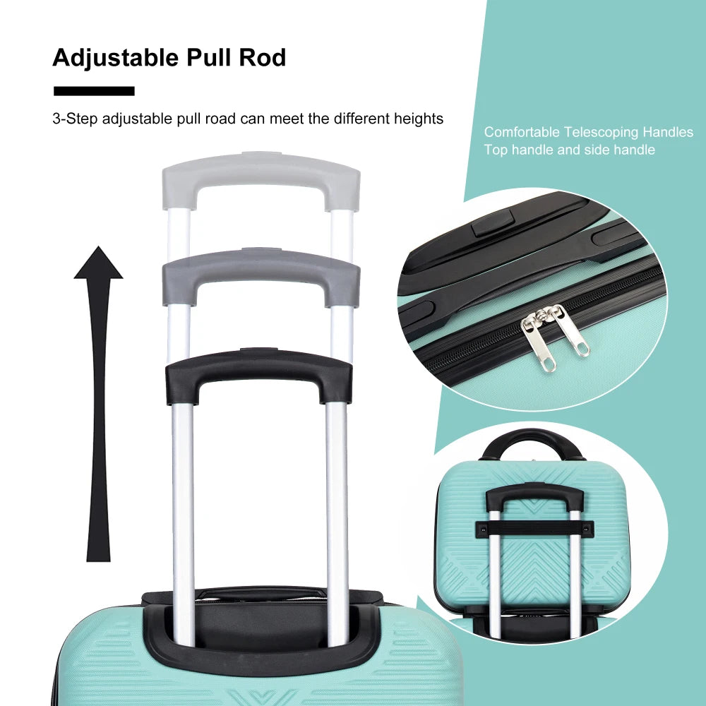 2Piece Luggage Sets ABS Lightweight Suitcase, Spinner Wheels,Spacious and Tidy Inner Storage Space, Adjustable Pull Rod