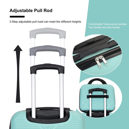 2Piece Luggage Sets ABS Lightweight Suitcase, Spinner Wheels,Spacious and Tidy Inner Storage Space, Adjustable Pull Rod