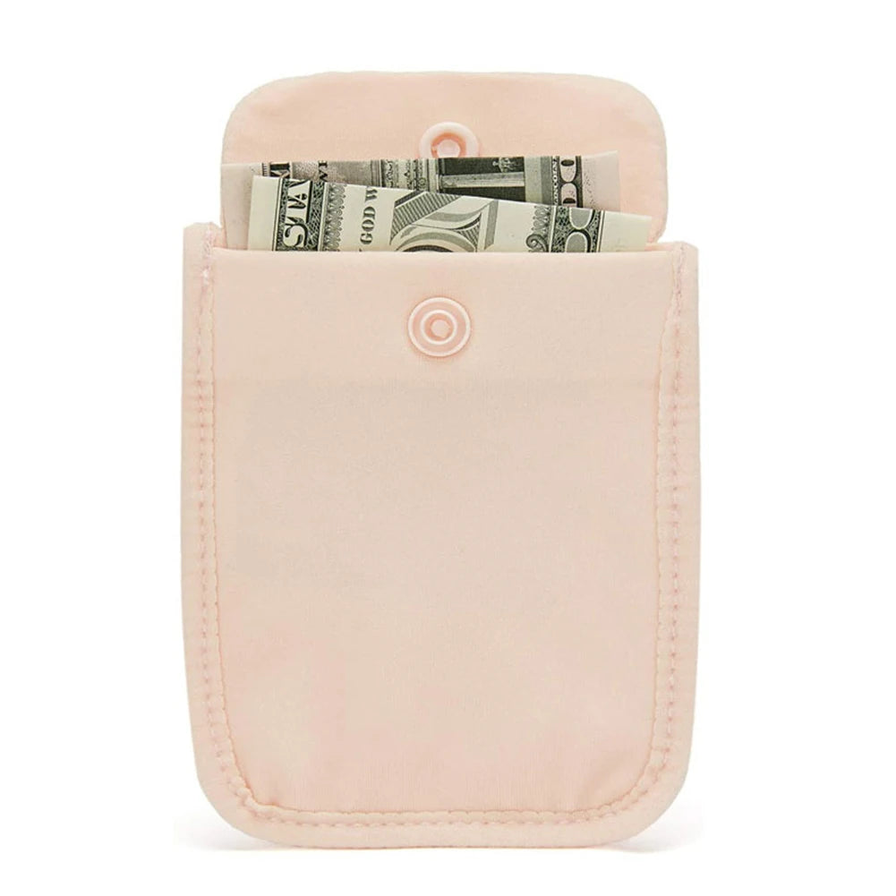 Women Wallets Solid Color Hidden Bra Wallet Flap Clasp Secret Travel Wallet Pickpocket Belt Cotton for Money Valuables