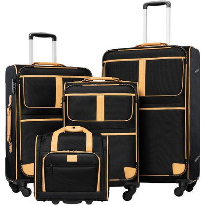 Coolife Luggage 4 Piece Set Suitcase Expandable TSA lock spinner softshell