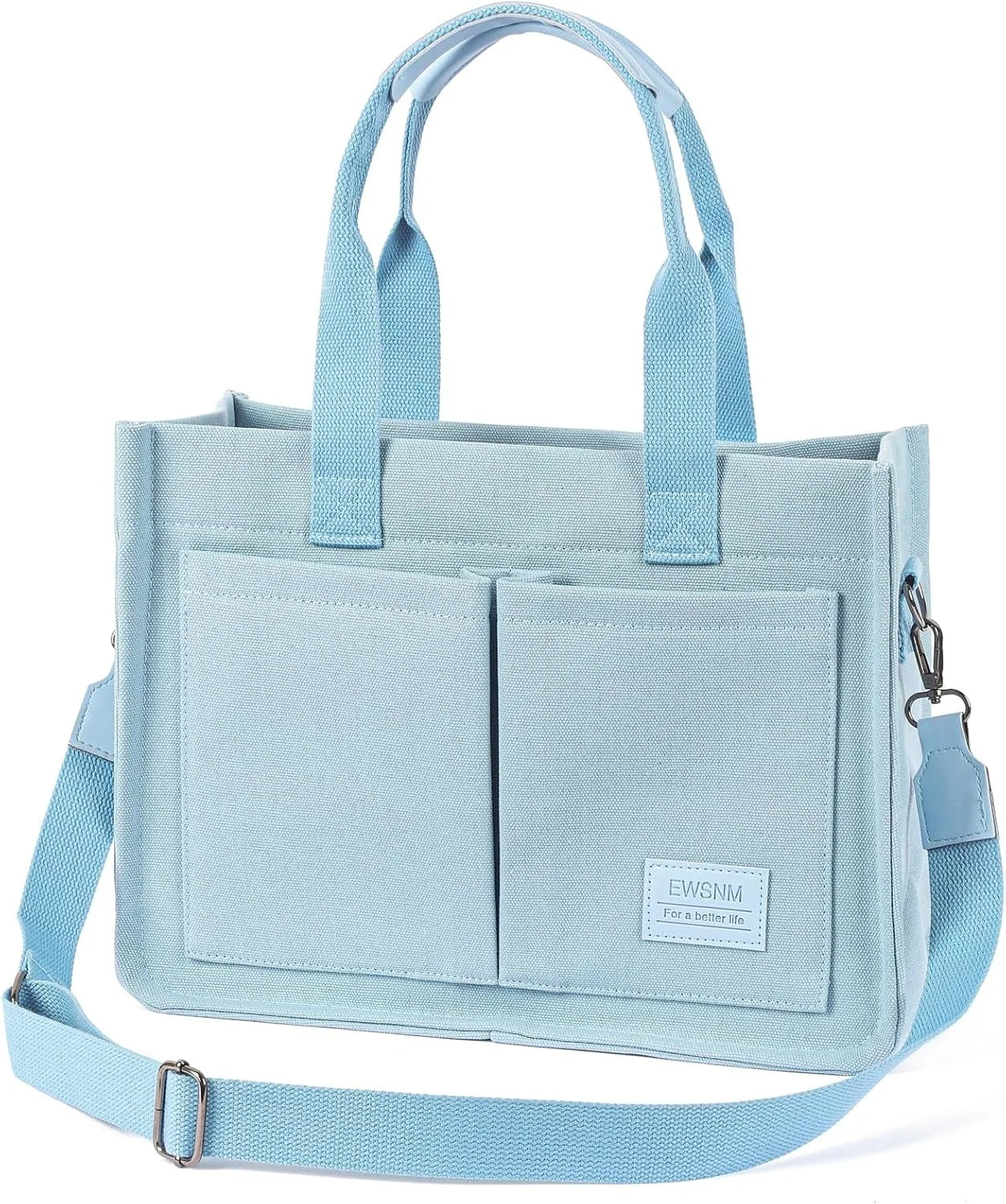 Canvas Tote Bag for Women, Large Laptop Travel Tote Handbag Totes with Crossbody Shoulder Teachers Reusable Grocery Bags