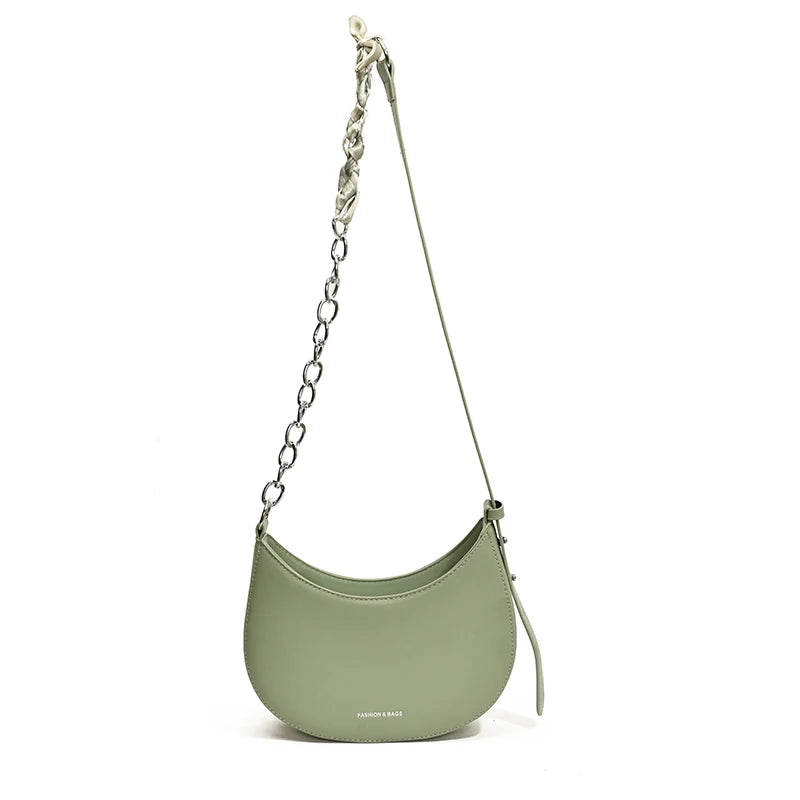 Crescent Bag for Women with Adjustable Strap Hobo Bag PU Leather Solid Crossbody Bag Casual for Work Travel