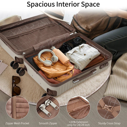 Piece Set Suitcase Set ABS Hard Shell Lightweight Expandable Travel  With 4 Packing Cubes Lock Spinner Wheels For Men