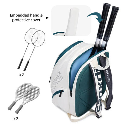 Badminton Tennis Racket Backpack Large Capacity Outdoor Sports Training Bag with Shoes Compartment Multifunctional Fitness Bag