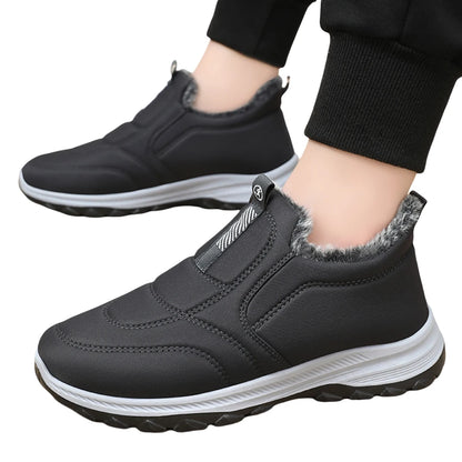 Mens Snow Boots Lightweight Warm Walking Shoes Non-slip Thermal Ankle Boots Comfortable Slip On Sneakers for Travel Hiking