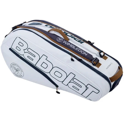 Babolat Wimbledon White Tennis Bag For Women Men With Shoe Compartment Tennis Backpack 6 Pack Professional Sports Bag