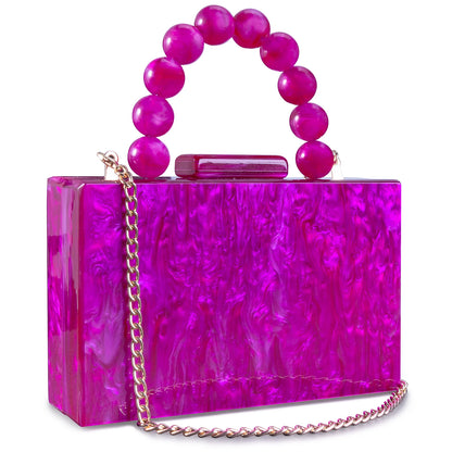 Wedding party crossbody bag, pearl marble, dark green acrylic PVC evening bag, women's wallet and handbag, beach flap