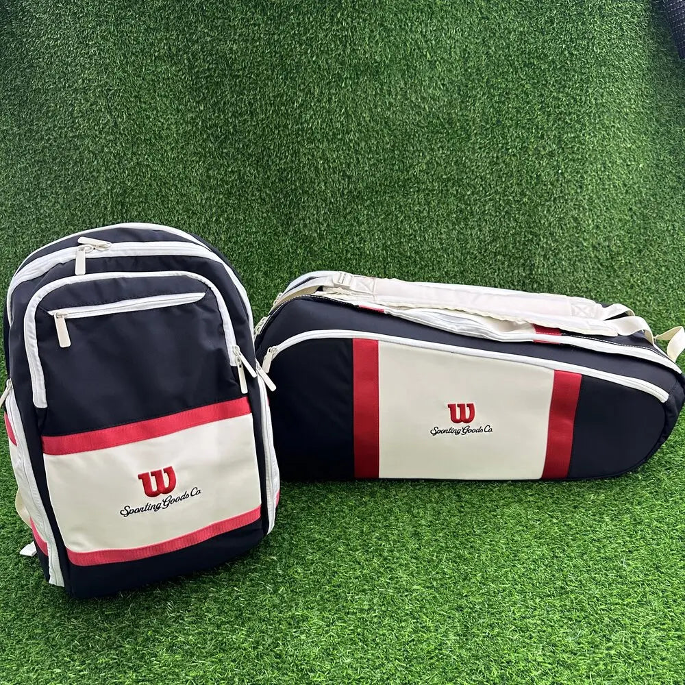 Wilson 2024 Tennis Bag New COURAGE Series Red, White, Black Backpack 9-Pack Tennis Racket Bag Accessories Bag for Men and Women
