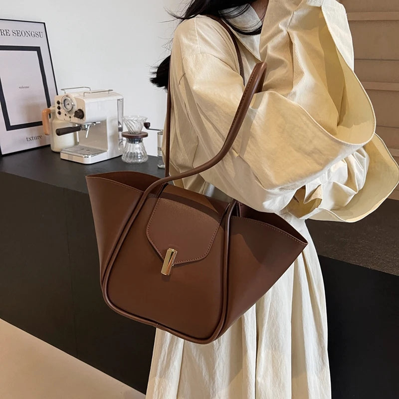 Women Fashion Shoulder Bag Large Capacity Simple Tote Handbag Adjustable Strap Work Handheld Bag Daily Bag for Female