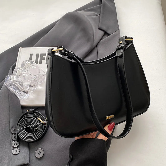 PU Leather Stylish Satchel Bags Large Capacity Women Single Shoulder Bag Solid Color Vintage Simple Daily Bags