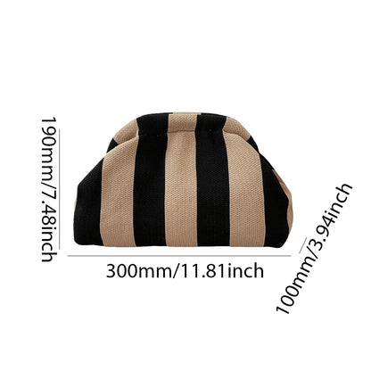 Ladies Crochet Clutch Purses Contrast Color Beach Bags Summer Woven Bags Women's Knitted Dumpling Bag Female Chic Colorblock Bag