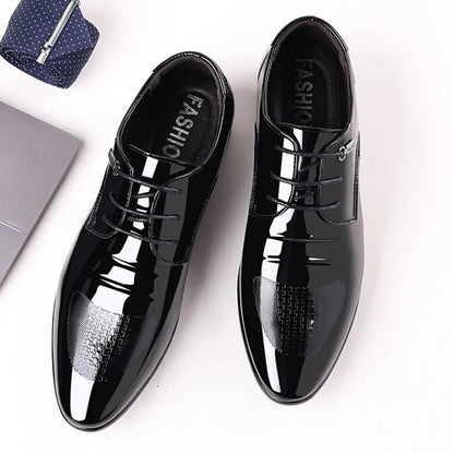 Men's Casual Dress Shoes Mesh Pattern Derby Shoe Classic Lace-up Pointed Formal Oxford Tuxedo Shoes For Men