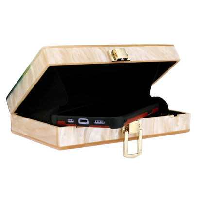 Handbags Fashion Women Handbags Green Beige Striped Acrylic Luxury Party Evening Bag Woman Casual Cute Box Clutch Purse