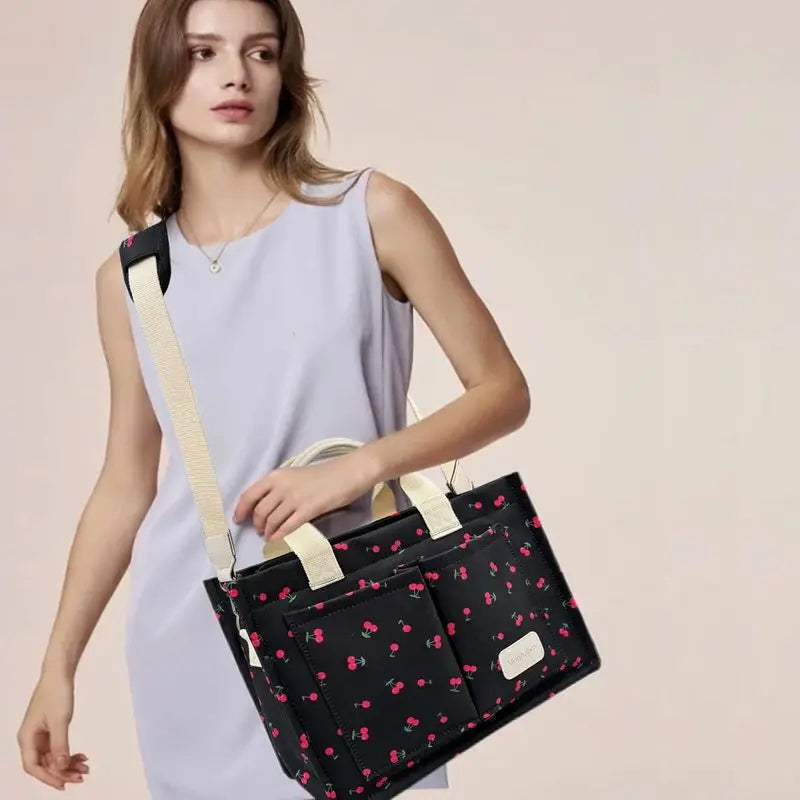 Large Canvas Tote Bag for Women Work Tote Bags with Pockets Laptop Crossbody Purses Everyday Bag Handbags for Travel