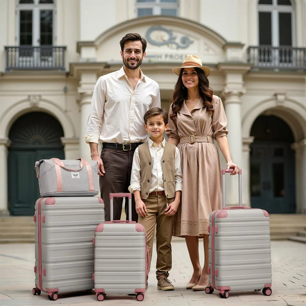 TAKUMI Luggage Sets 5 Piece Lightweight Carry On luggage with Duffel Bag ABS+PC Hardshell Suitcases with YKK zippers Double Spin