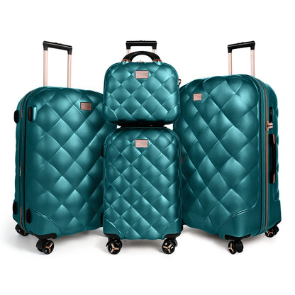 4 Pieces Luggage Sets 14in 20in 25in 29in PP Hard Shell Lightweight Expandable Suitcase Set with Spinner Wheels & TSA Lock