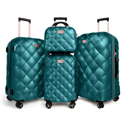 4 Pieces Luggage Sets 14in 20in 25in 29in PP Hard Shell Lightweight Expandable Suitcase Set with Spinner Wheels & TSA Lock
