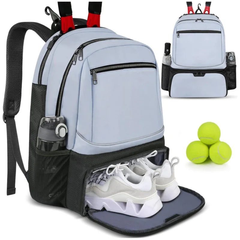 Professional Tennis Backpack Large Capacity Sports Racket Pack Holds 1-2 Tennis Rackets Outdoor Badminton Bag With Shoe Pocket
